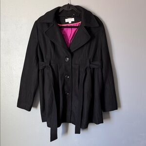 Liz Lange Maternity Women's Classic Black Wool Blend Pea Coat Jacket Large